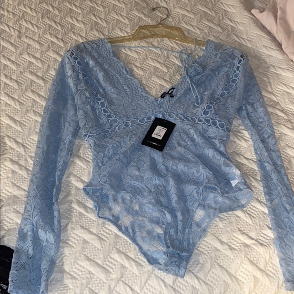 Blue body suit